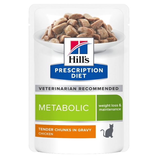 Er deprimeret elasticitet Transplant Hill's Prescription Diet™ Metabolic Weight Management vådfoder til katte  med kylling - 12x85g